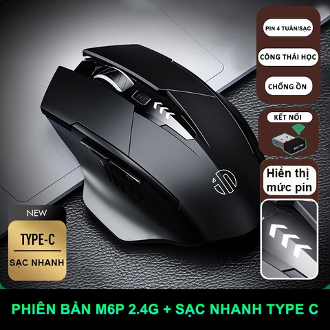 ￼Chuột gaming không dây sạc pin TEKKIN INPHIC PM6 cho game thủ chơi game chuyên nghiệp kết nối Wireless 2.4G