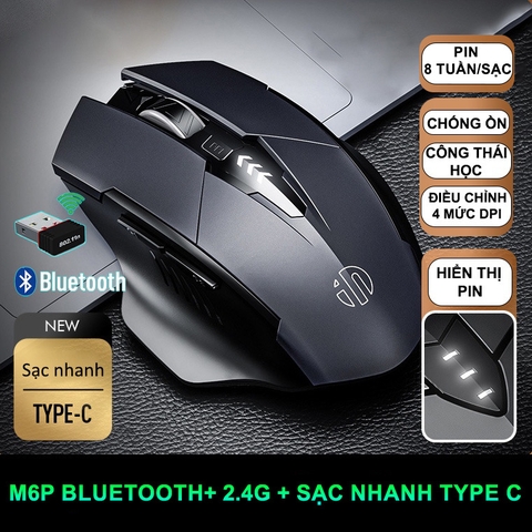￼Chuột gaming không dây sạc pin TEKKIN INPHIC PM6 cho game thủ chơi game chuyên nghiệp kết nối Wireless 2.4G