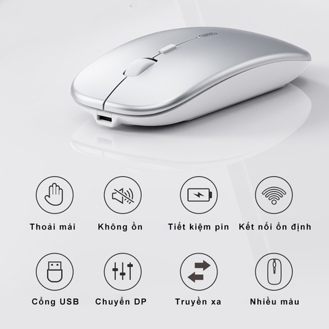 ￼Chuột Bluetooth không dây tự sạc pin TEKKIN INPHIC M1P ko tiếng click sạc 1 lần dùng 8 tuần cho máy tính