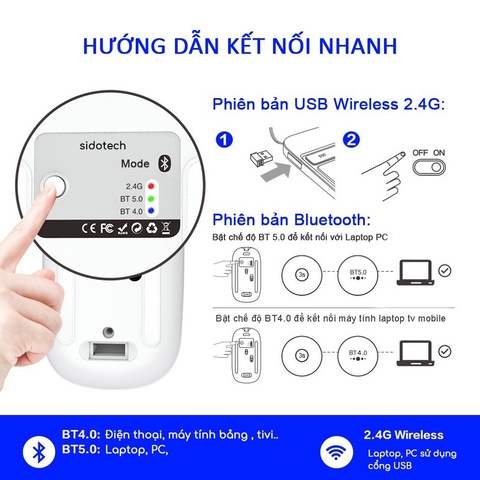￼Chuột Bluetooth không dây tự sạc pin TEKKIN INPHIC M1P ko tiếng click sạc 1 lần dùng 8 tuần cho máy tính
