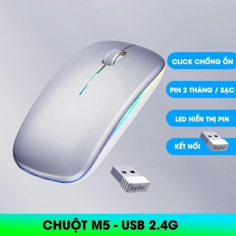 ￼Chuột Bluetooth không dây tự sạc pin TEKKIN INPHIC M1P ko tiếng click sạc 1 lần dùng 8 tuần cho máy tính
