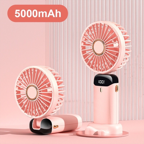 ￼Quạt mini cầm tay TEKKIN pin khủng 10000 mah, quạt tích điện gấp gọn 5 cấp độ gió linh hoạt