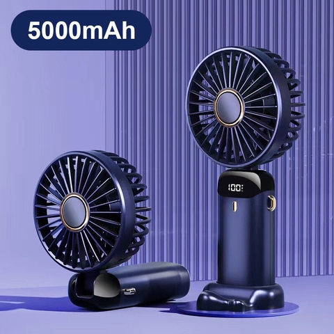 ￼Quạt mini cầm tay TEKKIN pin khủng 10000 mah, quạt tích điện gấp gọn 5 cấp độ gió linh hoạt