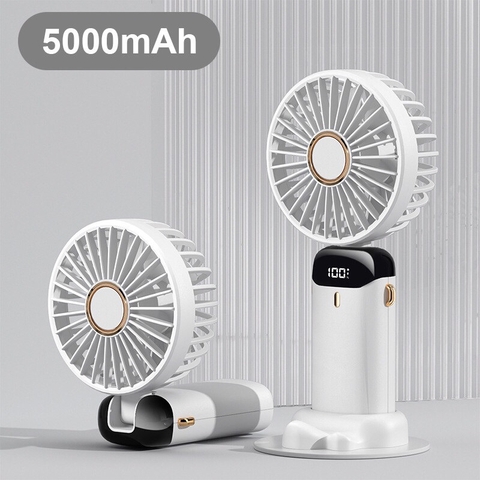 ￼Quạt mini cầm tay TEKKIN pin khủng 10000 mah, quạt tích điện gấp gọn 5 cấp độ gió linh hoạt