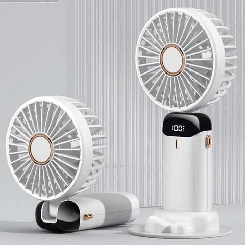 ￼Quạt mini cầm tay TEKKIN pin khủng 10000 mah, quạt tích điện gấp gọn 5 cấp độ gió linh hoạt