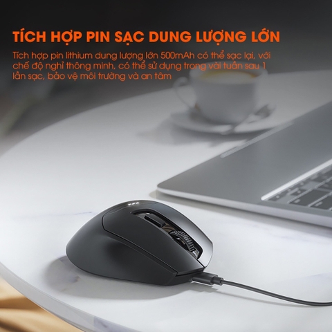 ￼Chuột gaming không dây bluetooth TEKKIN INPHIC DR01 pin sạc phù hợp máy tính laptop