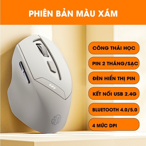 ￼Chuột gaming không dây bluetooth TEKKIN INPHIC DR01 pin sạc phù hợp máy tính laptop