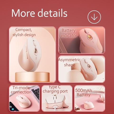 ￼Chuột Không Dây Bluetooth 5.0 TEKKIN INPHIC DR801 Sạc Lại Sielnt Click Không Tiếng Ồn 2400 DPI