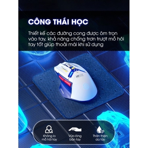 ￼Chuột không dây gaming bluetooth TEKKIN INPHIC IN9 pin sạc led rgb 6 nút bấm 3 mode có app chơi game macro gundam