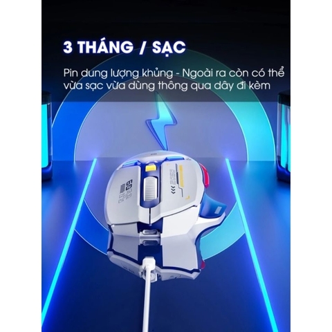 ￼Chuột không dây gaming bluetooth TEKKIN INPHIC IN9 pin sạc led rgb 6 nút bấm 3 mode có app chơi game macro gundam