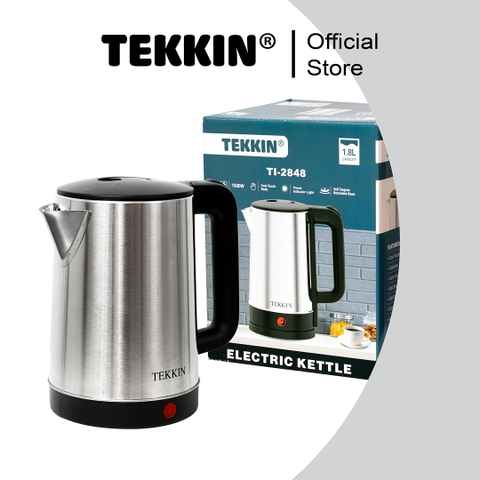 Ấm Siêu Tốc Tự Ngắt INOX TEKKIN TI-2848 Dung Tích Lớn 2.3L (Dung Tích Sử Dụng 1.8L) 1500W Bảo Hành 12 Tháng