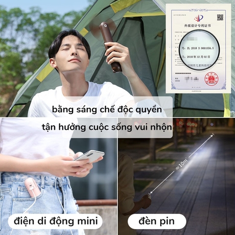 Quạt cầm tay mini TEKKIN TI-315 kiêm sạc dự phòng đèn pin 4800mAh 3 IN 1