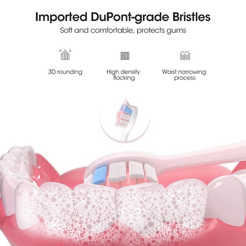 Bàn Chải Điện Đa Năng Thông Minh TEKKIN TI-08 Sạc USB 2.0 Sóng Âm Tặng Kèm 3 Đầu Thay Thế