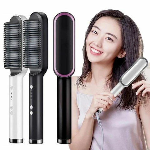 Lược điện chải tóc TEKKIN TI-158 tạo kiểu uốn thẳng 3 in 1 đa năng cao cấp chuyên nghiệp dành cho salon 6 mức nhiệt