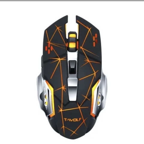 Chuột không dây gaming TEKKIN T-WOLF Wireless 2.4GHz siêu ngầu, đèn led tự thay đổi màu sắc