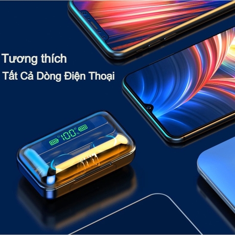 Tai nghe Bluetooth 5.0 TEKKIN F9 PRO - Nút Cảm Ứng Chống Nước - Pin Sạc 2000mah