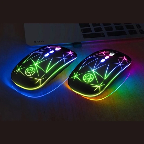 Chuột không dây máy tính TEKKIN A20 2.4GHZ led màu ngôi sao cực đẹp