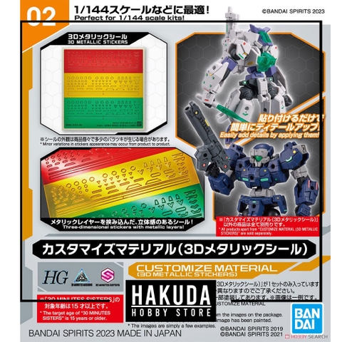 Mô hình phụ kiện 30MM 02 Customize Material (3D Metallic Seal) - Chính hãng Bandai Nhật Bản