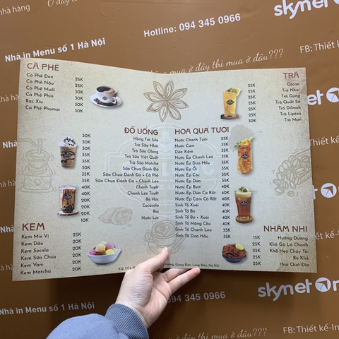 Menu quán Cafe