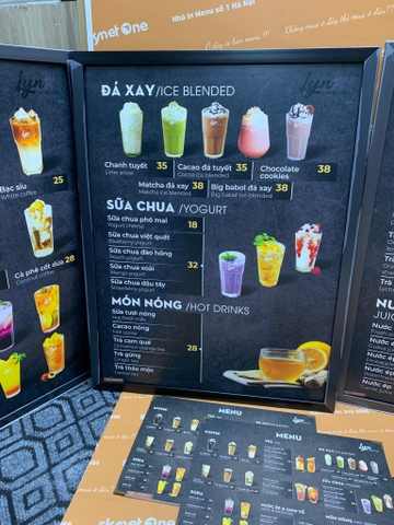 menu quán cafe