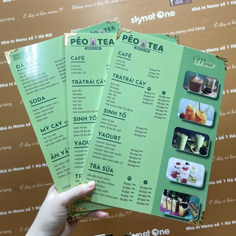 menu trà sữa