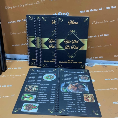 Menu nhựa gáy xoắn - Bia hơi Bà Đạt