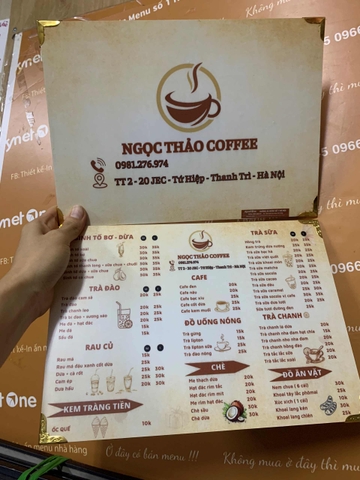 menu quán cafe