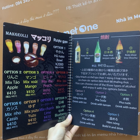 Menu nhựa