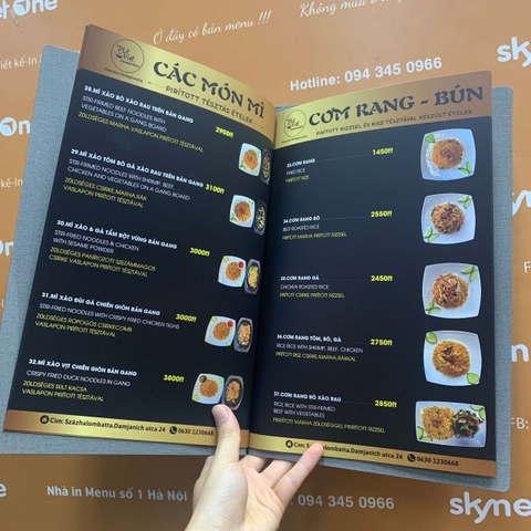 Menu  nhà hàng