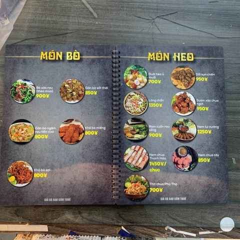 Menu nhà hàng