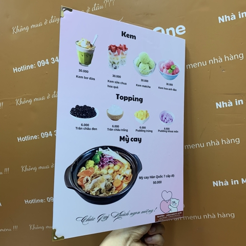 Menu tiệm trà