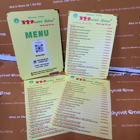 Menu quán chè