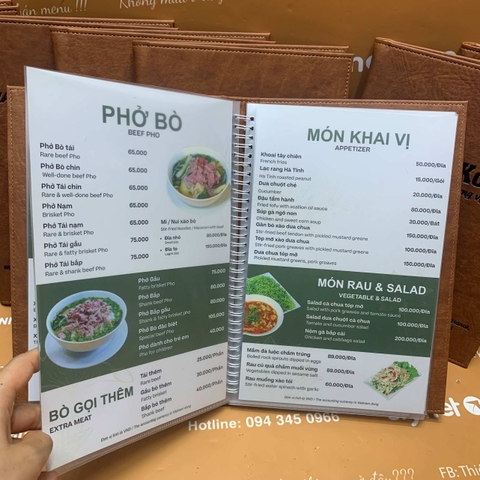 Menu nhà hàng