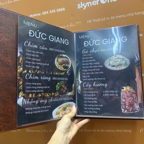 Menu bìa da nâu