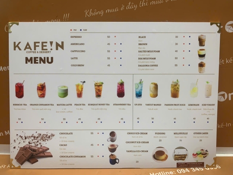 menu cafe