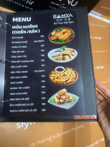 menu nhà hàng