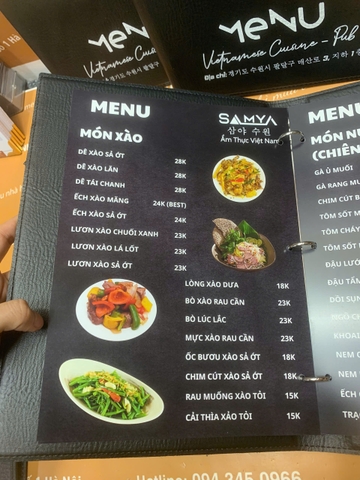 menu nhà hàng