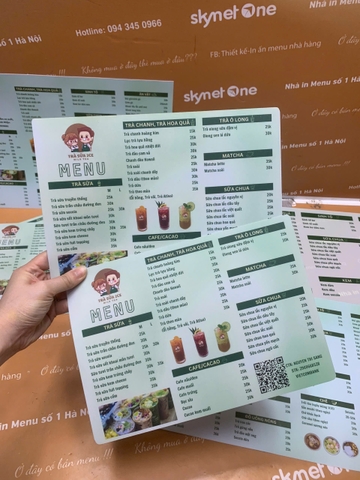 menu trà sữa
