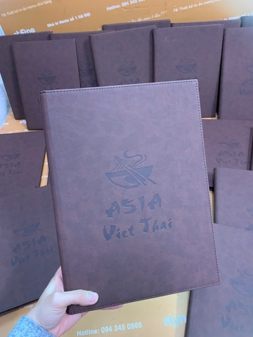 Menu Bìa Da Nâu Ép Chìm Đinh Tán Trong _ Nâng Tầm Ẩm Thực _ Asia Viet Thai