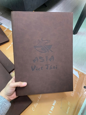 Menu Bìa Da Nâu Ép Chìm Đinh Tán Trong _ Nâng Tầm Ẩm Thực _ Asia Viet Thai