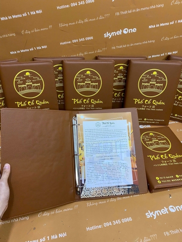 Menu Bìa Da Nâu Gáy Còng _ Menu Đẹp Mắt, Gọi Món Dễ Dàng_ Phố Cổ Quán