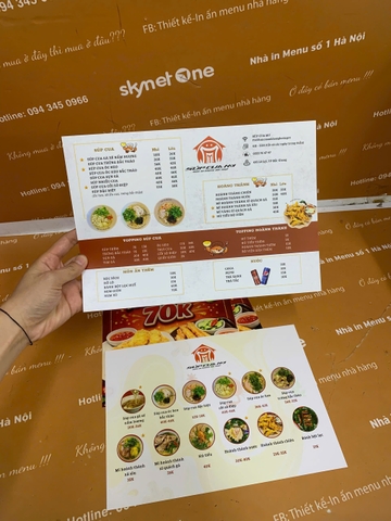 Menu nhựa 385 cầm tay + poster _ Thiết kế chạm cảm xúc_ Súp Cua My