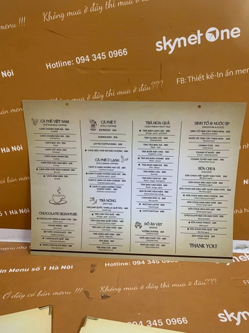 Ruột menu a3 + menu cầm tay gập đôi _ Charm