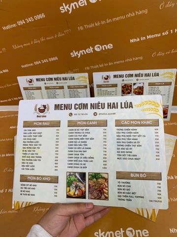 Menu nhựa pvc 4 lớp Hai lúa