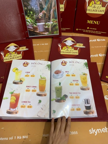 Menu bìa da đinh tán trong in UV _ Trọn hương vị, trọn thiết kế_  The L2 Village