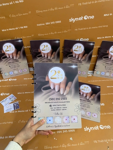 Menu nhựa pvc 4 lớp gáy còng 3 trấu _ Thiết kế đẹp mắt, khách tới ùn ùn _ 2ND Nail