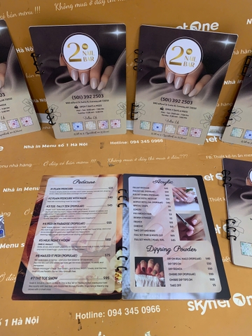 Menu nhựa pvc 4 lớp gáy còng 3 trấu _ Thiết kế đẹp mắt, khách tới ùn ùn _ 2ND Nail
