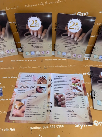 Menu nhựa pvc 4 lớp gáy còng 3 trấu _ Thiết kế đẹp mắt, khách tới ùn ùn _ 2ND Nail