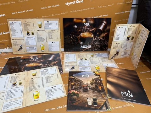 Menu formex gập đôi + menu ép plastic _ Thiết kế thêm trọn vẹn _ Mly Coffee