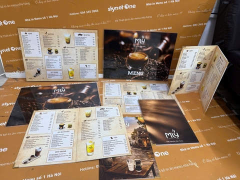 Menu formex gập đôi + menu ép plastic _ Thiết kế thêm trọn vẹn _ Mly Coffee